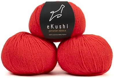 100% Baby Alpaca Yarn for Knitting & Crocheting - Set of 3 Skeins of Premium Yarn DK - Lightweight, Hypoallergenic & Thermal Peru Made - Ideal for Delicate Projects (RE119 - Fire Brick)