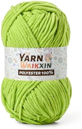 Soft Chenille Yarn for Crocheting, Fluffy Chunky Crochet Yarn for Baby Blanket, (1.76oz/65.6yds) Fuzzy Velvet Yarn for Amigurumi&DIY Puzzle、Crafts、Scarf(Lime Green)
