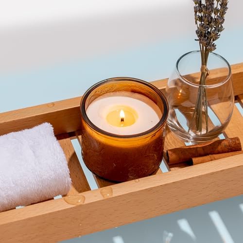 10 oz Mocha Mandala Glass Candle Jars with Bamboo Lids, 9 Pack