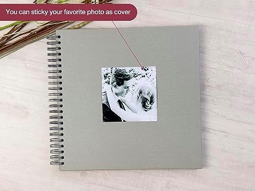 potricher 12 x 12 Inch Large DIY Scrapbook Photo Album 80 Pages, Gray | Thick Kraft Paper Scrap Book Photo Albums, Memory Book for Wedding, Anniversary, Baby, Family, Travel, DIY Projects