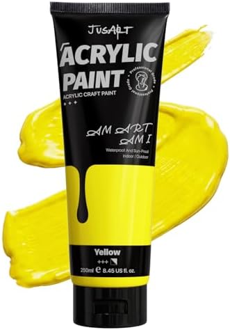 JusArt Yellow Acrylic Paint, 8.45oz/250ml Large Tube, Heavy Body