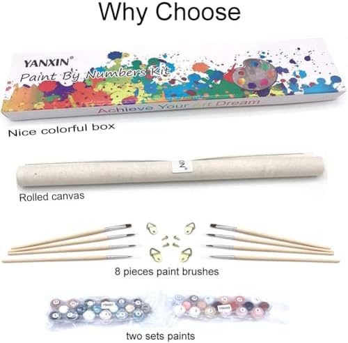 YANXIN Paint by Numbers Kit for Adults Beginners 2 Pack Paint by Numbers for Adults Rolled up Canvas for Home Decoration Creative Wall Art with Colorful Gift Box 12x16 inch Lake Sunset 171-172