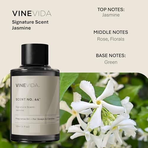 VINEVIDA [4oz] Jasmine Fragrance Oil for Candle Making and Soap Making - Premium Candle Scents for Soy Candles