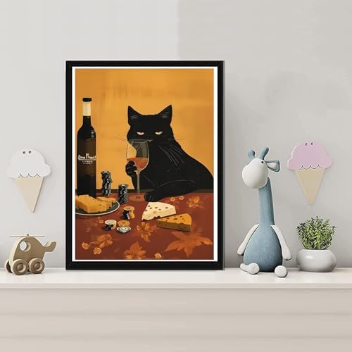 EIBEILI Diamond Painting Kits for Adults DIY 5D Diamond Art Paint with Round Diamonds Full Drill Gem Black Cat Art Painting Kit for Home Wall Decor Gifts 12x16inch