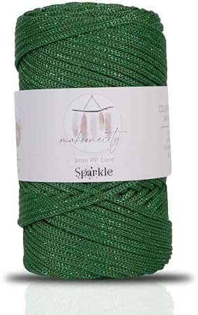 Makromecity Sparkle Polypropylene Macrame Cord 3mm x 131 Yards (394 feet) Premium Polyester Macrame Cord for Macrame Art & Crafts for Wall Hangings, Bags, Underplate, Rug