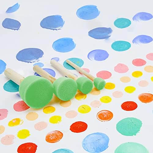 WAFJAMF 40 Pcs Round Sponges Brush Set 4 Sizes DIY Painting Tools Green