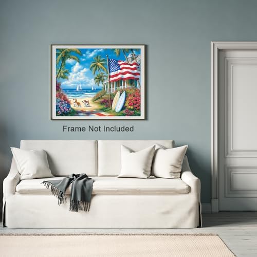 Natuyalo Paint by Numbers Kit for Adults Beginner, Seaside Landscape Paint by Number Kits on Canvas, DIY Acrylic Painting by Numbers for Home Wall Decor Gift 16x20 Inch