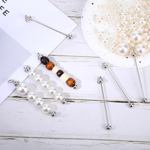 50Pcs Beadable Keychain Bar, Metal Blanks Beaded Key Chain Making Kit