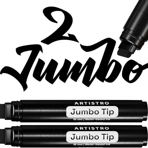ARTISTRO Black Acrylic Paint Markers - 15mm Jumbo-Tip - Set of 2