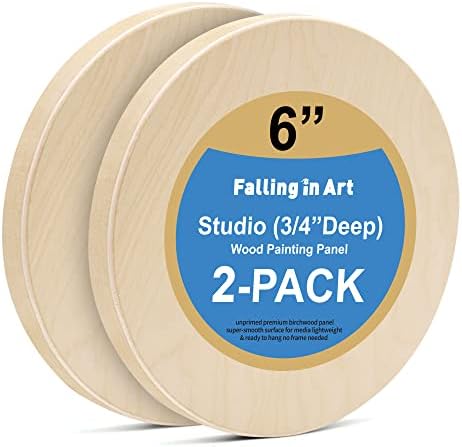 Falling in Art 2 Pack 6'' Unfinished Round Birch Wood Panels for Painting