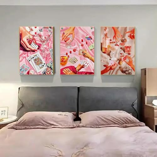 3 Pack Pink Poker Diamond Art Kits for Adults Diamond Painting Kits 12X16in