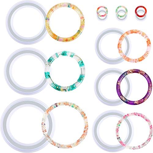 Syhood 9 Pieces Resin Bracelet Molds Silicone Round with Ring Mold Set