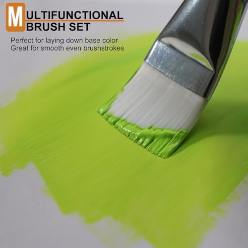 Large Flat Paint Brushes,4 Pcs 1.5 Inch Craft Basecoating PaintBrushes
