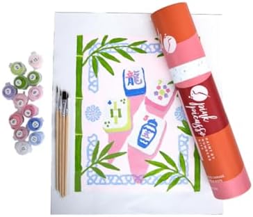 Pink Picasso Paint by Number Kit, All Ages, 8x10, Tile Time Mahjong | Mid Century Modern Collection, Acrylic Paints and Brushes included, Pre-printed high quality canvas, DIY art kit, Gift-ready