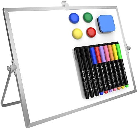 White Board with Stand, Small Dry Erase Board, 16"x12" Magnetic Whiteboard