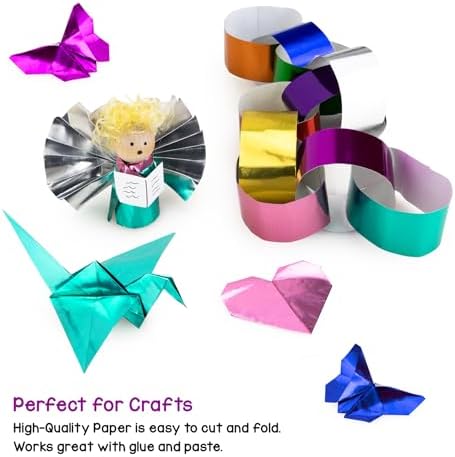 Hygloss Metallic Foil Paper - 50 Sheets 10 Assorted Metallic Foil Paper - 8.5x10 Inches - Ideal Foil Papers for Crafts - Shiny Craft Sheets