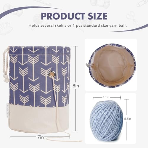 TOGETRUE Yarn Bag, Small Knitting Crochet Bag, Portable Yarn Storage Bags Organizer for Crocheting Project, Store Skein Ball, Short Knitting Needle (Purple)