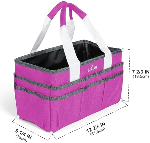 JJRING Craft Organizer Tote Bag Art Storage Caddy Deep Red | With Multiple Pockets For Sewing, Scrapbooking, School, Medical, And Office Supplies
