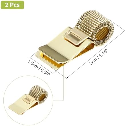 PATIKIL 2Pcs Metal Pen Clip Holder, Adjustable Loop Pen Pencil Organizer with Single Spring Loop for Notebook, Clipboard, Gold Tone