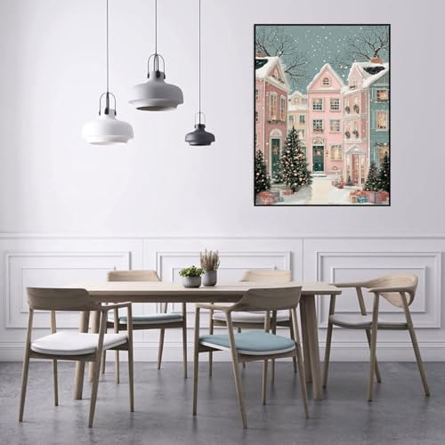WNPOKN Christmas Winter House Diamond Art Kits for Adults 12 x 16inch