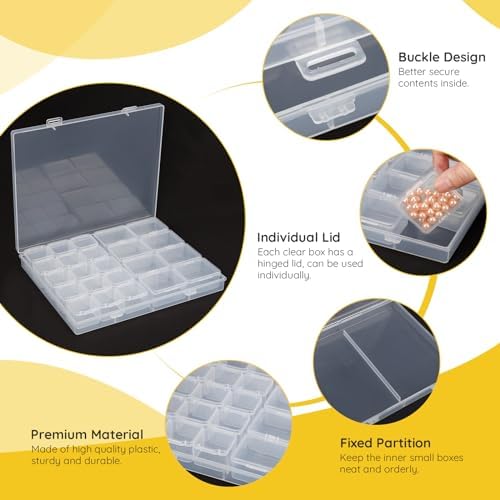 Segbeauty Bead Organizer, 23 Grid Clear Organizing Containers with Lids, 2 Packs Plastic Storage Box Craft Organizers and Storage Portable Jewelry Beading Small Parts Organizer Seed Holder Container