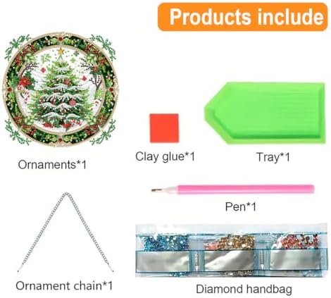 VeGuude Christmas Tree Diamond Art Kits for Adults,Acrylic Hanging Ornament