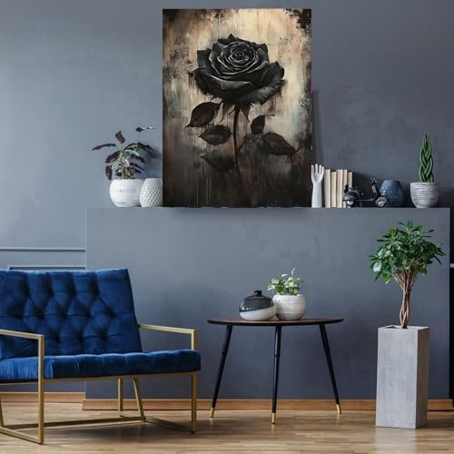 Diamond Art Kits for Adults,Black Rose Diamond Painting Kits for Beginner