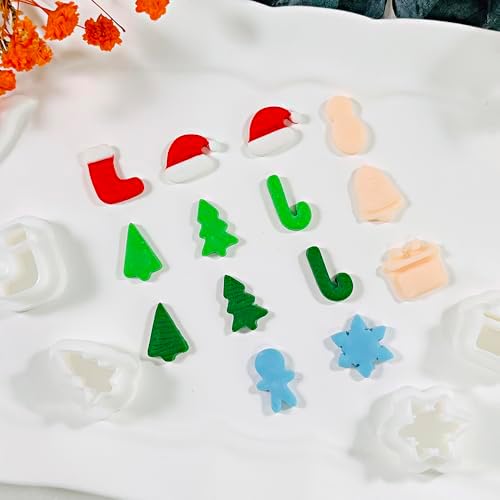 Xaekicr 10 Pcs Christmas Polymer Clay Cutters Set – Holiday Clay Cutters for Earrings, Ornaments & Jewelry Making – Gingerbread, Snowman, Tree Shapes – Clay Tools for Polymer Clay Crafts