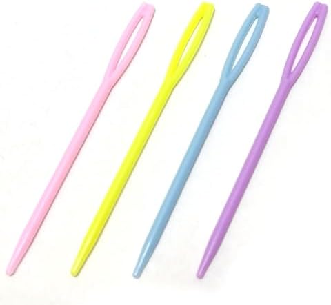 52Pcs 2.7 "Large Eye Plastic Sewing Needles,Learning Needles,Yarn Needles Darning Needle Tapestry Needles,Safety Plastic Lacing Needles for DIY Sewing Handmade Crafts,4 Colors