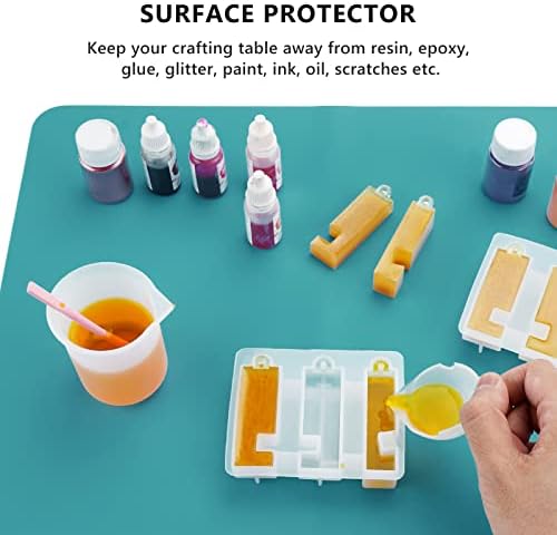 Gartful 3PCS Silicone Sheet for Crafts, Epoxy Resin Casting Molds Mat, Multi-Purpose Counter Protector, Table Saver Pad, Placemat, Art Mat, Nonskid Nonstick, Black Green (15.7 x 11.8 inches)