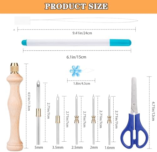 2 Sets Punch Needle Kit with Storage Box, Adjustable Tool with 1.6mm/2mm/2.5mm/3.5mm/5mm Metal Needles, Beginner DIY Craft, Perfect for Decoration and Gifts (Blue)