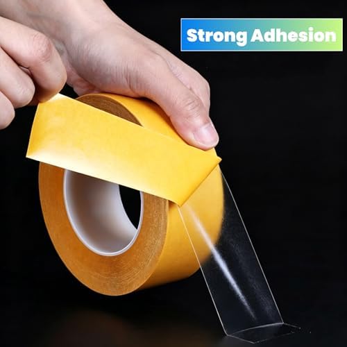 Ultra Thin Clear PET Double Sided Tape 1” x 82 Ft Strong Adhesive Removable No Residue Double Sided Transparent Mounting Tape for DIY Crafts Office Home Decoration Industrial Fixing