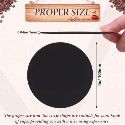 TaoBary 50 Pcs Round Cardboard Coasters Bulk, 4 Inch 1mm Thick,Black