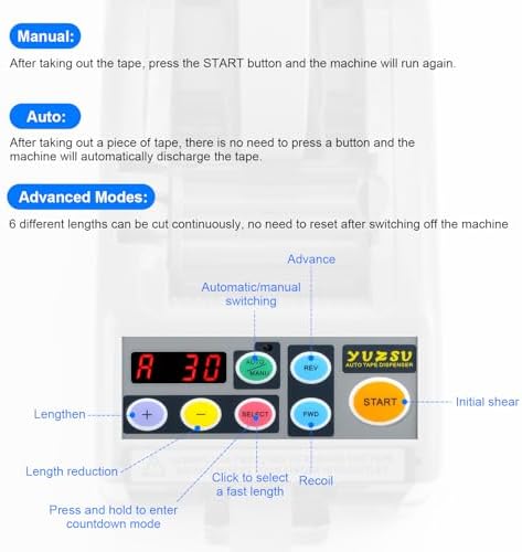 2026 Upgraded Ceramic Roller Tape Cutter Machine, Semi-Automatic Tape Dispenser (6-60mm Width, 5-999mm Length) for Shipping, Office, Craft & Home