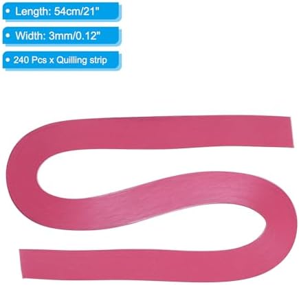 PATIKIL 240pcs Quilling Strips Paper 1/8"(3mm) 21"(54cm) Origami Paper Quilling Strip for Art DIY Hand Craft Christmas, Rose Red