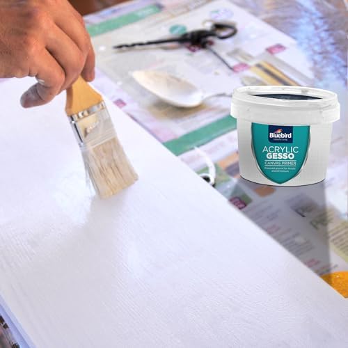 BLUEBIRD Heavy Gesso Primer for Acrylic Painting, White, 5.3Oz / 150 GM Full Tub, Gesso Surface Prep Medium For Acrylic Paint and Oil Paint