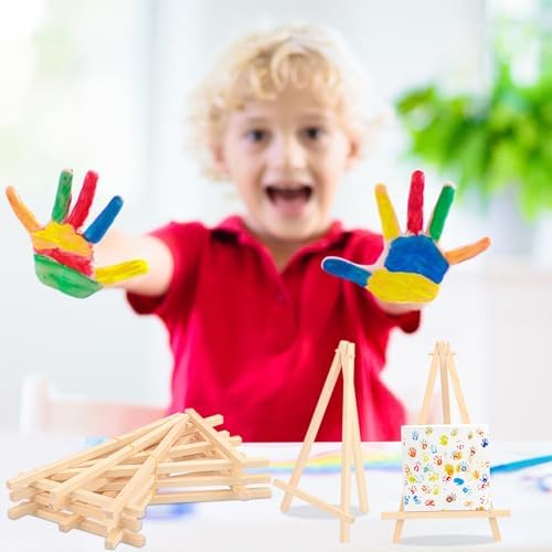 Yiksonyo 30 Pack 9 Inch Wooden Easel, Tabletop Wood Easels, Small Wooden Easel for Painting, Art, and Crafts