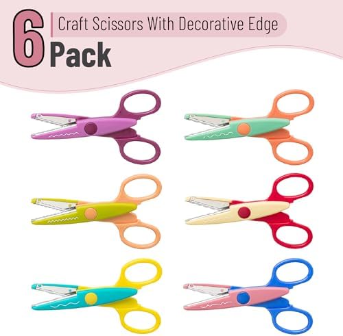 Mr. Pen- Craft Scissors Decorative Edge, 6 Pack, Vintage Colors | Zig Zag Scissors for Crafting, Scrapbooking, Fancy, Pattern, Design