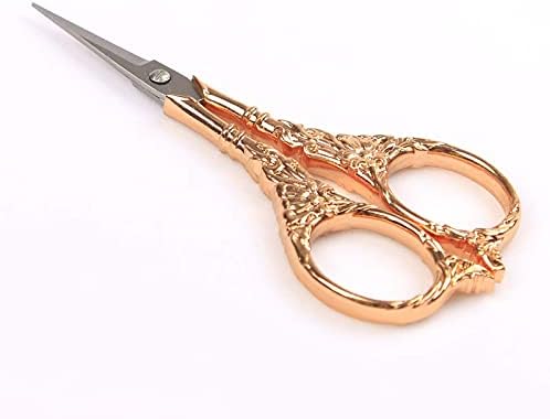 BIHRTC Vintage European Style Scissors Stainless Steel for Cross Stitch Cutting Embroidery Sewing Handcraft Craft Art Work DIY Tool(Rose Gold)