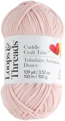 Loops & Threads Cuddle Craft Tube Yarn – Medium (4) Cotton Nylon Blend, Soft Tube Yarn for Knitting, Crochet & Crafts, Ideal for Apparel, Accessories & Decor, 109 yd / 3.52 oz Skein, 8 Pack