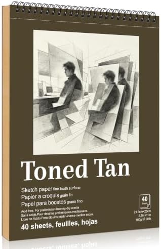 Sketch Book 8.5 x 11 in Kraft Paper Sketchbook Spiral Bound Toned Tan Drawing Pad for Pencil Charcoal Colored Pencils White Gel Pens Beginners Students Artists