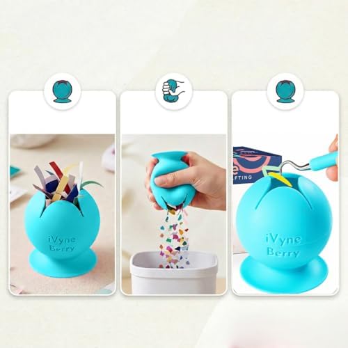 iVyne Berry Suctioned Vinyl Weeding Scrap Collector | Versatile Multi-Surface Suction & Anti-Spill Vinyl Scrap Collector w/Soft and Flexible Silicone to Protect your Weeding Tools | Blue, 1 Pack