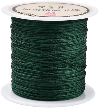 Nylon String for Bracelets, 0.6mm Nylon Cord Nylon Beading Thread 43 Yards Friendship Bracelet String Chinese Knotting Cord for Kumihimo Necklaces Tassels Jewelry Crafts (Dark Green)