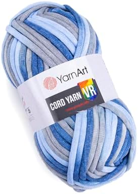 YarnArt Cord Rainbow Yarn - Cotton Polyester Crocheting and Knitting Yarn - Home Decoration Yarn for Baskets, Doormats, Rugs, Supla, Cushions, Blankets, Bags,Super Bulky #6, (1 Skein) (916)