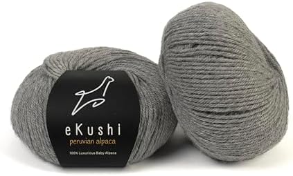 100% Baby Alpaca Yarn for Knitting & Crocheting - Set of 2 Skeins of Premium Yarn DK - Lightweight, Hypoallergenic & Thermal Peru Made - Ideal for Delicate Projects (N041 - Silver)