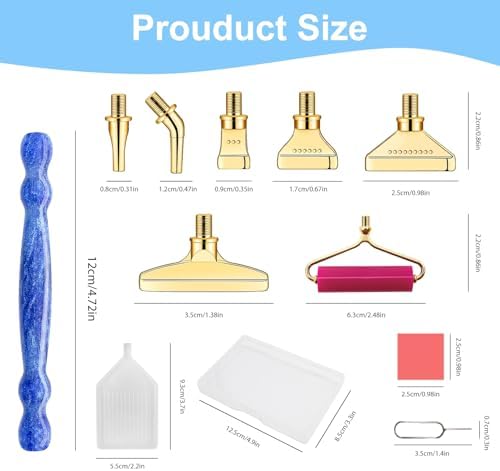 Diamond Painting Pen Kit - 7 Metal Tip Diamond Art Tools, 5D Diamond Painting Accessories for Adults Beginners, Resin Pen with Straight/Bent/Flat/Roller Nibs, Tray & Clay