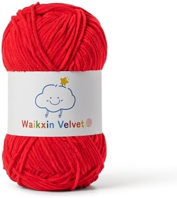 Fluffy Chenille Yarn for Crocheting，Baby Yarn for Crocheting Soft，50g/1.76oz Velvet Amigurumi Yarn ，Fingering Weight Yarns for Crocheting Baby Blankets、DIY Craft.(Red)