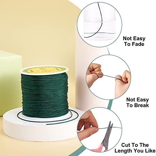 Elecrelive 100 Yards Braided Nylon Crafting Thread Dark Green Macrame Rope