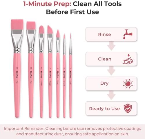 Nicpro 12pcs Face Paint Brushes Set, Soft Face Painting Brushes Pink