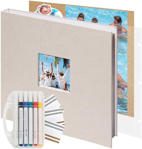 Vienrose Scrapbook Photo Album,12x12 Inch,3 Ring Binder,Off White,60 Pages